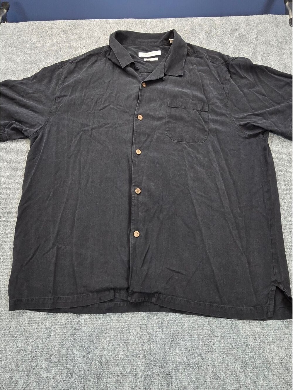 Tommy Bahama Silk Camp Shirt Mens XXL Black Original Fit Short Sleeve Button Up